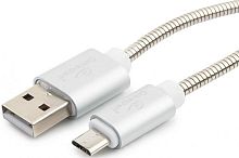 Кабель USB 2.0 Cablexpert CC-G-mUSB02S-1M, AM/microB, серия Gold, длина 1м, серебро, блистер