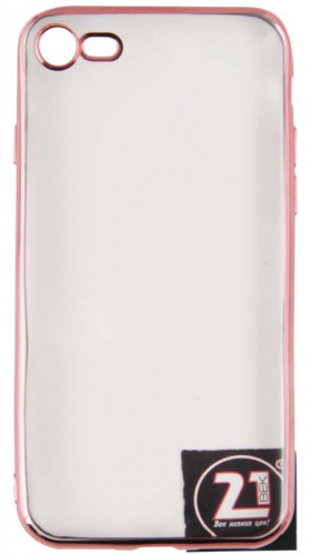 Силиконовый чехол для Apple Iphone 7/8 прозрачный с окантовкой розовый