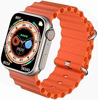 Умные часы Smart Watch 8 ULTRA+ серые оранжевый ремешок