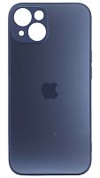 Силиконовый чехол для Apple iPhone 14 матовое стекло темно-синий