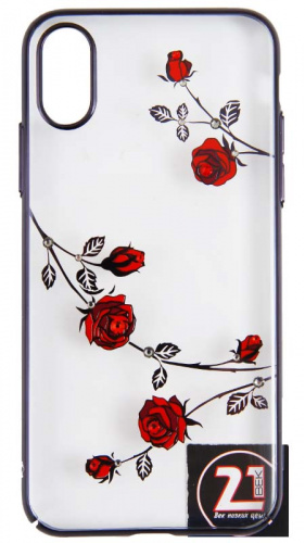 Задняя накладка Kingxbar для Apple iPhone X/XS со стразами розы чёрный