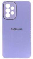 Силиконовый чехол для Samsung Galaxy A33/A336 стеклянный с защитой камеры ярко-сиреневый