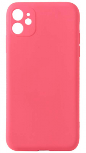Силиконовый чехол для Apple iPhone 11 матовый с защитой камеры ярко-розовый