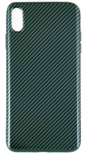 Силиконовый чехол для Apple iPhone XS Max глянцевый карбон зеленый