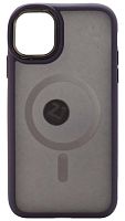 Силиконовый чехол MagSafe для Apple iPhone 11 хром с глянцевой камерой фиолетовый