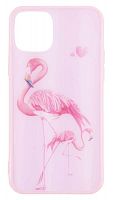 Силиконовый чехол для Apple iPhone 11 Pro стеклянный фламинго с маленьким фламинго