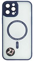 Силиконовый чехол для Apple iPhone 12 Pro Max magsafe с защитой камеры синий