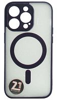Силиконовый чехол для Apple iPhone 14 Pro MagSafe с окантовкой и защитой камеры фиолетовый