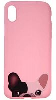 Силиконовый чехол для Apple iPhone XR Pets Мопс розовый