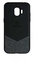 Силиконовый чехол для Samsung Galaxy J250/J2 (2018) карбон и кожа черный