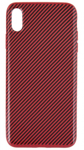 Силиконовый чехол для Apple iPhone XS Max глянцевый карбон красный