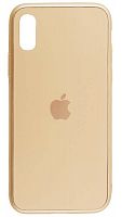 Силиконовый чехол для Apple iPhone X/XS стеклянный матовый золотой