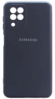 Силиконовый чехол для Samsung Galaxy A22/A225 Soft с лого темно-синий