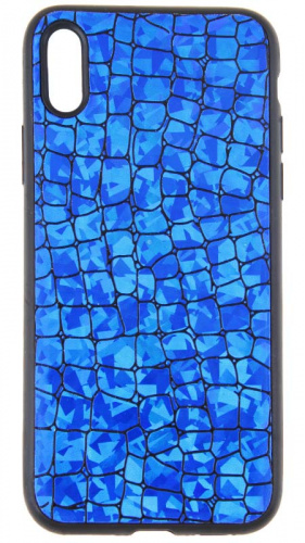 Силиконовый чехол для Apple iPhone X/XS Крокодил перламутр синий