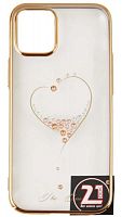 Задняя накладка Kingxbar для Apple iPhone 12 mini со стразами сердце золото
