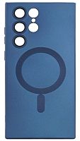 Силиконовый чехол для Samsung Galaxy S22 Ultra MagSafe с защитой камеры синий