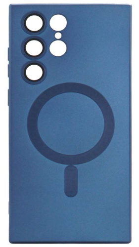 Силиконовый чехол для Samsung Galaxy S22 Ultra MagSafe с защитой камеры синий
