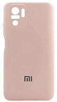 Силиконовый чехол для Xiaomi Redmi Note 10/Note 10S Soft с лого бледно-розовый