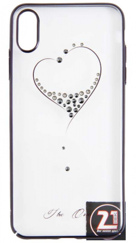 Задняя накладка Kingxbar для Apple iPhone XS Max со стразами сердце чёрный