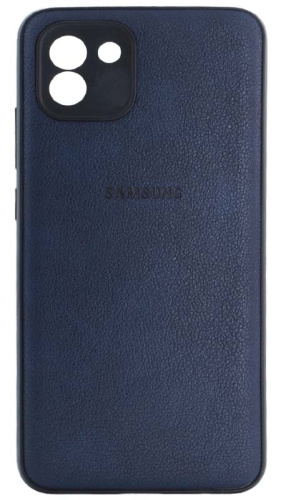 Силиконовый чехол для Samsung Galaxy A03/A035 кожа с лого синий