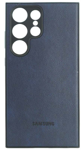 Силиконовый чехол для Samsung Galaxy S24 Ultra кожа с лого синий