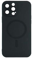Силиконовый чехол для Apple iPhone 13 Pro Max magsafe металл с защитой камеры черный