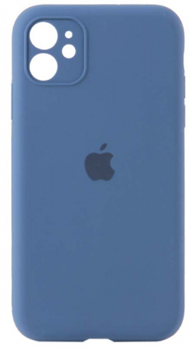 Силиконовый чехол Soft Touch для Apple iPhone 11 с защитой камеры лого синий