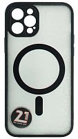Силиконовый чехол для Apple iPhone 12 Pro MagSafe с окантовкой и защитой камеры черный