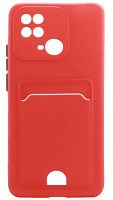 Силиконовый чехол для Xiaomi Poco C40 с кардхолдером красный