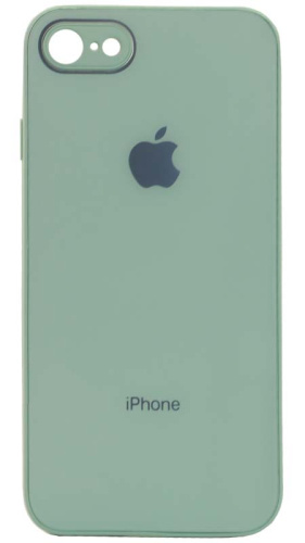 Силиконовый чехол для Apple iPhone 7/8 стеклянный с защитой камеры бирюзовый