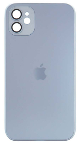 Силиконовый чехол для Apple iPhone 11 матовое стекло с линзами голубой