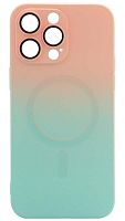 Силиконовый чехол для Apple iPhone 14 Pro Max MagSafe с защитой линз розовый/голубой