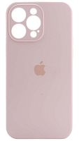 Силиконовый чехол Soft Touch для Apple iPhone 14 Pro Max с защитой камеры лого бледно-розовый