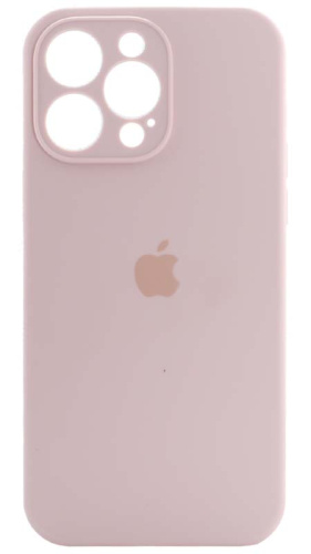 Силиконовый чехол Soft Touch для Apple iPhone 14 Pro Max с защитой камеры лого бледно-розовый