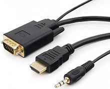Кабель HDMI->VGA Cablexpert A-HDMI-VGA-03-6 19M/15M + 3.5Jack 1.8м черный позол.разъемы пакет