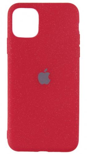 Силиконовый чехол для Apple iPhone 11 Pro Max матовый с блестками красный