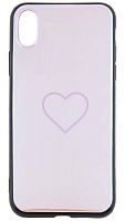 Силиконовый чехол для Apple iPhone X/XS сердце перламутр розовый