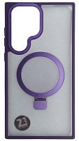 Силиконовый чехол для Samsung Galaxy S23 Ultra MagSafe с подставкой фиолетовый