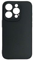 Силиконовый чехол для Apple iPhone 15 Pro с защитой камеры матовый черный
