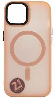 Силиконовый чехол MagSafe для Apple iPhone 15 матовый розовый