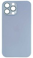 Силиконовый чехол для Apple iPhone 13 Pro Max матовое стекло с линзами голубой