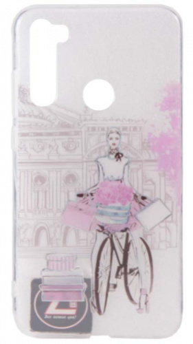 Силиконовый чехол для Xiaomi Redmi Note 8T девушки с блеском велосипед