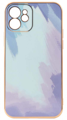 Силиконовый чехол для Apple iPhone 12 Акварель с окантовкой голубо-сиреневый