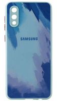 Силиконовый чехол для Samsung Galaxy A02/A022 стеклянный краски голубой