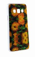 Силиконовый чехол Lily для SAMSUNG A3 Galaxy чёрный Жёлтые цветы