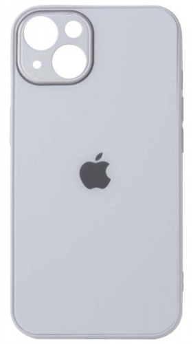 Силиконовый чехол для Apple iPhone 13 стеклянный с защитой камеры бледно-голубой