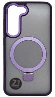 Силиконовый чехол для Samsung Galaxy S23 MagSafe с подставкой фиолетовый