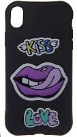 Силиконовый чехол для Apple iPhone XR фиолетовые губы черный