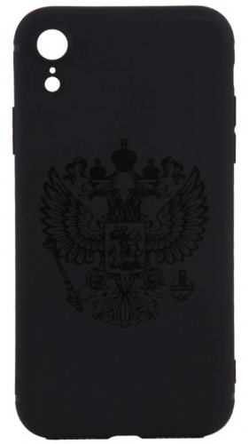 Силиконовый чехол для Apple iPhone XR black герб РФ