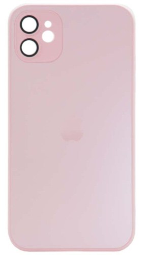 Силиконовый чехол для Apple iPhone 11 матовое стекло с линзами розовый